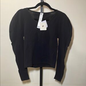 Fabletics Black Sculptknit Contour Long-Sleeve Crop